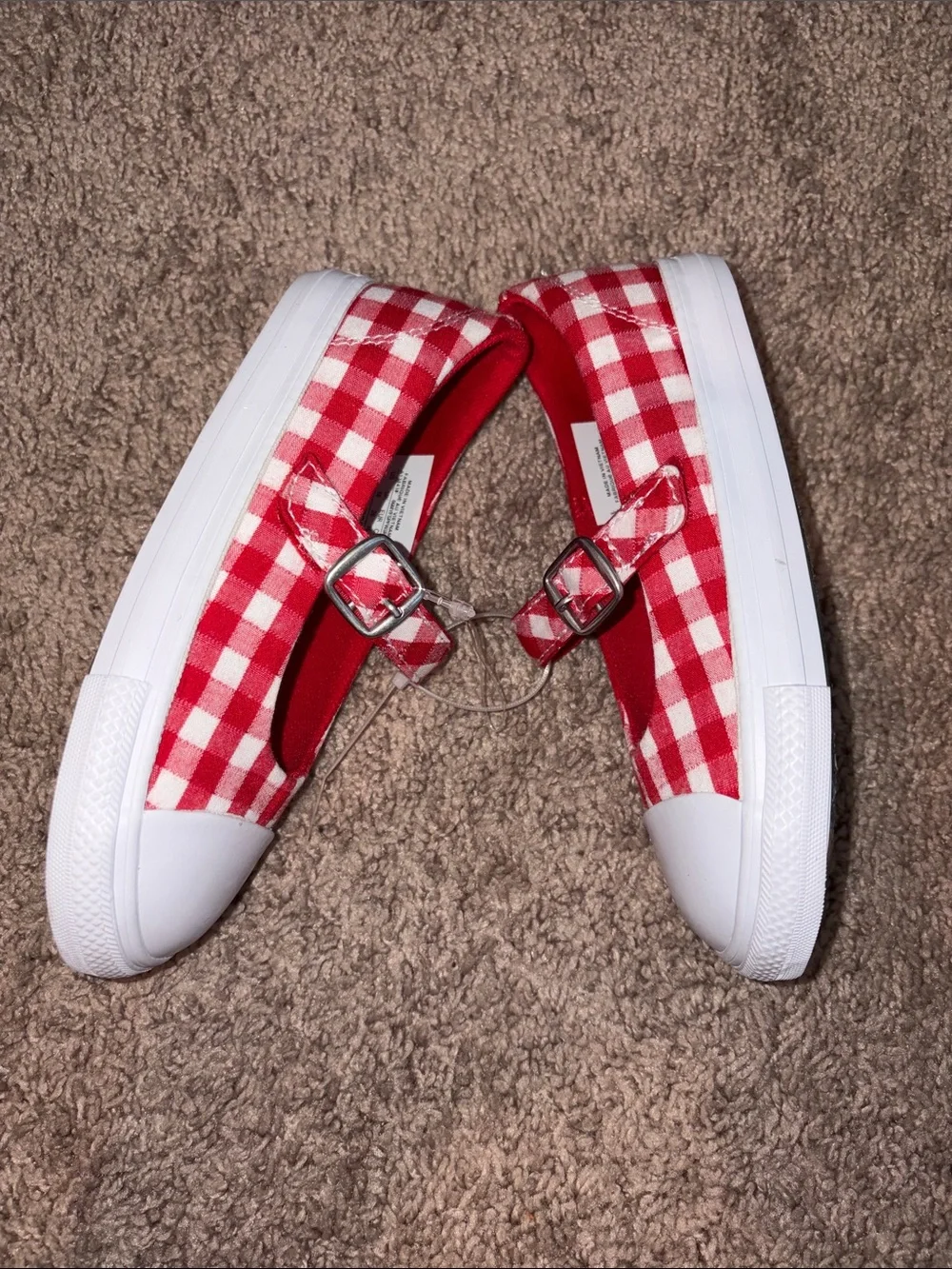 Converse Kids Red and White Gingham Mary Jane Sneakers NWOT